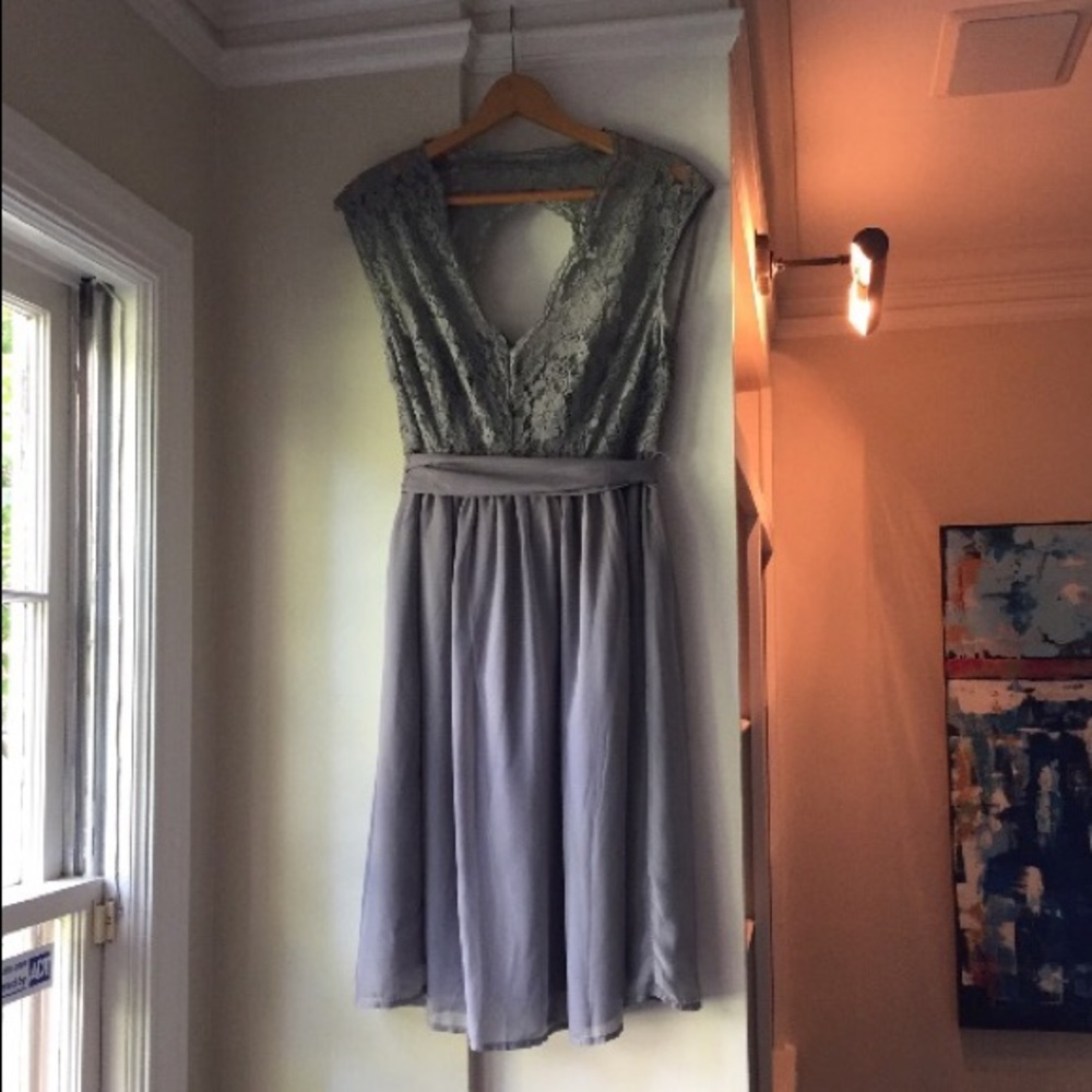 Lacy grey, A- line short party/ bridesmaid dress!